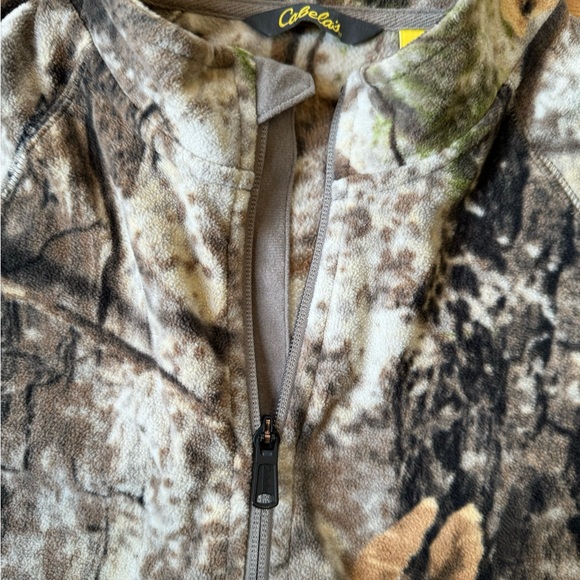 Cabela’s quarter zip fleece pullover WOODLANDS CAMO sz M - Picture 3 of 8